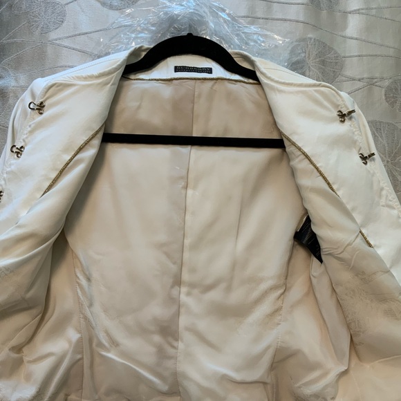 SOLD Burberry Prorsum $1795 White Collarless Cotton Blazer 44 Made in Italy - Picture 8 of 12